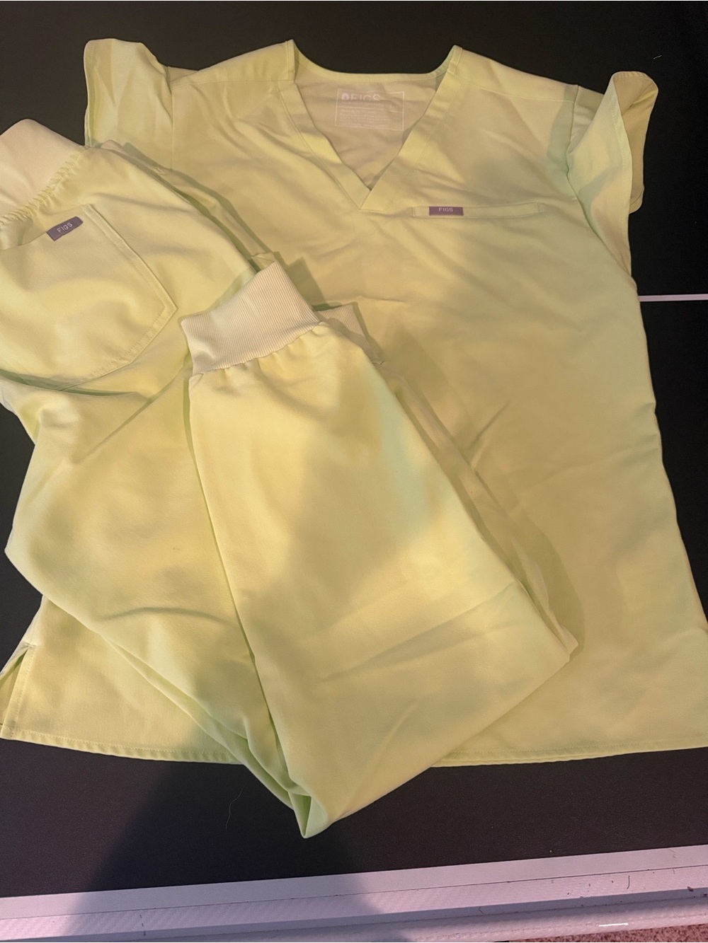FIGS Rare Natal flutter sleeve top and Zamora jogger pants-Sea Mist-Small